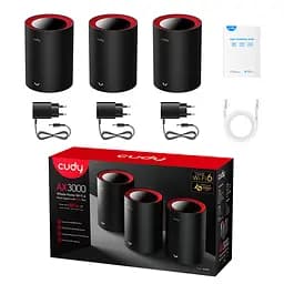 Маршрутизатор WiFi Mesh-система WiFi 6 2.5G Cudy M3000 Black (3-Pack) 3 штуки дводіапазонні AX3000 (73-00510) - мініатюра 6