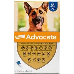 Краплі від паразитів Elanco (Bayer) Advocate для собак від 25 до 40 кг 12 мл (4 мл x 3 піпетки)