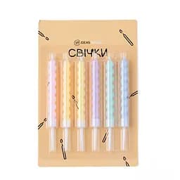 Свічка спіраль кольорова 6 шт 7,5 см, IDEA8-P38