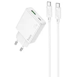 МЗП Hoco C142A Direct PD20W+QC3.0 (1USB-A/1C) + кабель Type-C to Type-C White