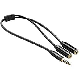 Аудіо кабель-адаптер Ugreen AV141 3.5 мм Male to 2 Female Audio Cable ABC Case чорний (30620)