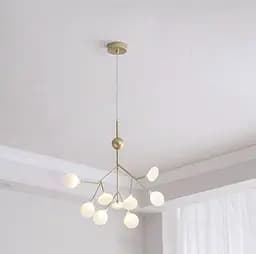 Світильник з імітацією гілочки у золотому корпусі із матовими плафонами | Арт. H 686/9P GD FR | Line F