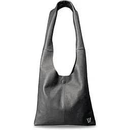 Кожаная сумка шопер Nika черный зернистый