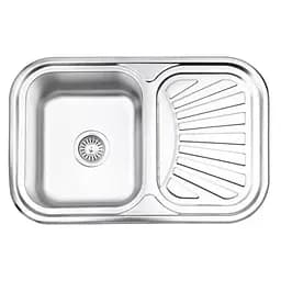 Кухонна мийка Satin 750x490x180 мм + сифон Wezer 7549(0.8)S, Satin