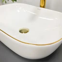 Умивальник VBI Ravenna white gold Edge накладний VBI-011218, Золотий - мініатюра 3