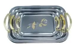 Універсальний набір хромованих підносів Bohmann BH 6933 3 предмети Троянда