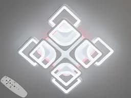 LED люстра с пультом, димером и цветной подсветкой, 170W, белая