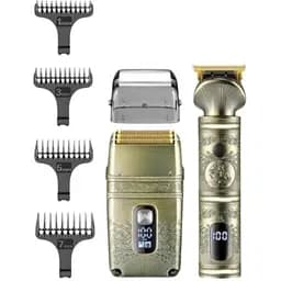 Машинка для стрижки волосся XPRO V-649 професійна акумуляторна з насадками триммер шейвер золота (41398-V-649_1102)