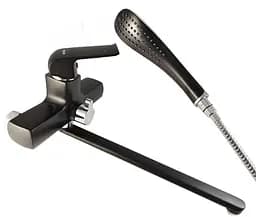 Смеситель для ванны длинный гусак черный Ø35 Gappo Aventador 1/8 G2250 Черный матовый