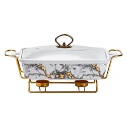 Мармит Yiwu HP1031 мармитница с крышкой на подставке прямоугольная 16 см на 22 см Белый