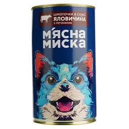 Влажный корм для собак Мясная миска кусочки в соусе с говядиной и печенью 1.24 кг