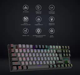 Клавіатура ігрова механічна GamePro GPMK-100 Black USB Blue Switch - мініатюра 5