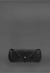 Кожаный чехол для очков с клапаном на резинке Черный Crazy Horse