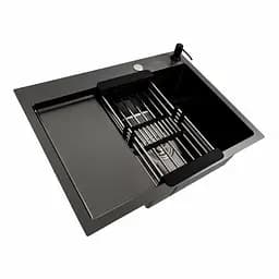 Кухонна мийка CM 65x50 R PVD чорна Platinum Handmade (круглий сифон 3.0/0.8), Чорний - мініатюра 2