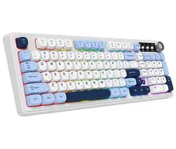 Клавіатура ігрова бездротова Ajazz AF-BGY-98 Plus White-Blue 2.4G/Bluetooth/USB