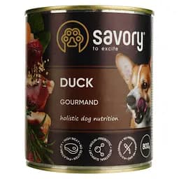 Влажный корм для взрослых собак всех пород Savory Dog Gourmand с уткой 800 г