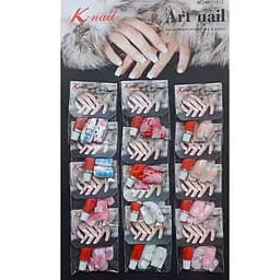 Нігті накладні з дизайном K · Nail Art Nail Natural з клеєм, упаковка 12 шт. №001
