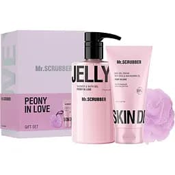Подарочный набор Mr.Scrubber Peony in Love: Увлажняющий крем-гель 150 мл + Гель для душа 500 мл+ Мочалка Облако