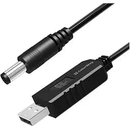 Кабель питания USB to DC 5.5x2.5mm 9V 1.0m black ColorWay (CW-CBUD066-BK)