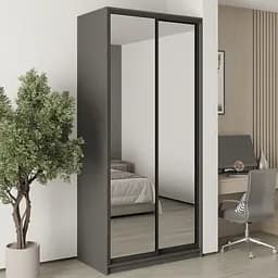 Шафа-купе дводверна MebelStar Стандарт BG 2 Дзеркала 110x45x240 см Антрацит (MBS-10283)
