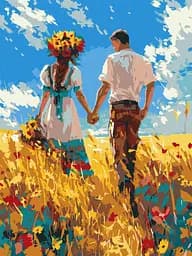 Набір для розпису по номерах Прогулянка закоханих, 30x40 см, КНО8453