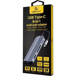 USB-Хаб Cablexpert A-CM-COMBO8-02, USB Type-C 8-в-1 (A-CM-COMBO8-02) - мініатюра 2