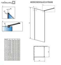 Душова перегородка Radaway Modo New Black II Frame 85 см профіль чорний 389085-54-56 - мініатюра 3