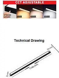 Лінійний світлодіодний світильник Horoz Electric Fortis-40 3CCT 019-068-1040 білий 3000/4200/6400К - мініатюра 2