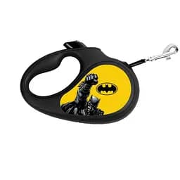 Повідець-рулетка для собак Waudog R-leash малюнок Бетмен Жовтий M до 25 кг 5 м стрічка, що відбиває світло