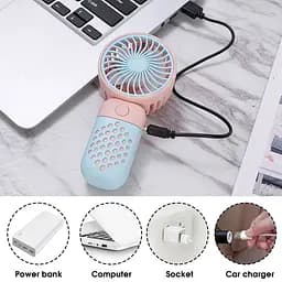 Мінівентилятор акумуляторний Mini Fan Z8 Рожево-блакитний, ручний вентилятор | портативний вентилятор (ST) - мініатюра 5