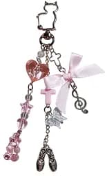 Брелок с милыми подвесками в розовом стиле Keychain with cute Pink pendants 6 см