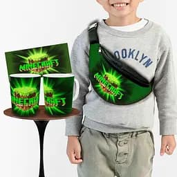 Набор: детская сумка-бананка+кружка Майнкрафт "Minecraft" 32х15см,бананка для мальчика через плечо (00918)