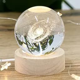 Світильник нічник 3D "Хрустальна куля з галактикою всередині", 6/8 см, LED нічник скляна куля (ST)