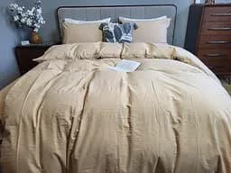 Комплект постільної білизни LUXURY Washed з вареної бавовни бежевий Beige  - двоспальний - мініатюра 5