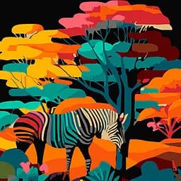 Набор для росписи Straeg Зебра на фоне природы на черном фоне 40х40 см (AV4040-57)