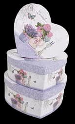 Подарункові коробки UFO 3366-SY342 Набір 3 шт LaAVANDER HEART серце