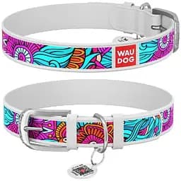 Нашийник для собак Waudog Design шкіряний з QR паспортом, малюнок Літо, L, Ш 25 мм, Дов 38-49 см