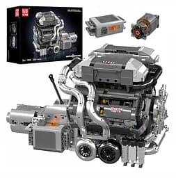 Конструктор двигатель Mould King Bugatti W16 Engine моторизованный для детей и взрослых 2024 деталей