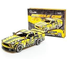 Деревянный 3D конструктор Muscle car GT PuzzleOk Puz-00638 162 детали желтый