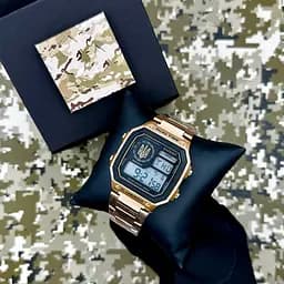 Наручний годинник чоловічий 011RGUAGD Тризуб золото Рожеве золото + Коробка. Patriot acs0031020 - мініатюра 3