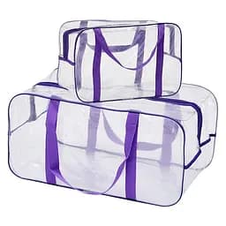 Набор прозрачных сумок в роддом: размер S 30х20х15 см + размер L 50х25х30 см (розовые)