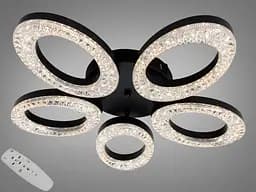 Сучасна стельова LED люстра Diasha 5607/5BK чорна з пультом 53W 56 см до 16 м2