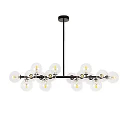 Люстра Levistella 7841020-16 BK+CL, 16 плафонов, чорний метал, прозоре скло, сучасний стиль для дому
