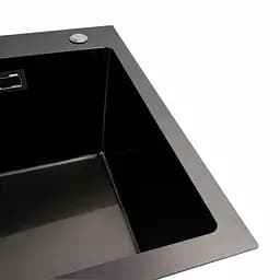 Кухонна мийка Platinum Handmade 65x45 (650x450x230 мм) PVD чорна HSB, Чорний - мініатюра 4