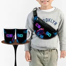 Подарочный набор :Сумка-бананка+ Кружка контр-страйк CS GO "Counter-Strike" детский,для мальчика (00254)