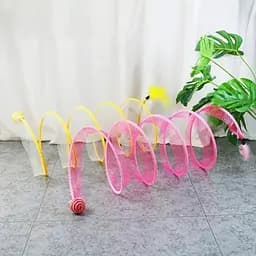 Іграшка для котів Тунель ігровий пір'я + дзвінок + м'ячик сизаль 50х25 см (33588)