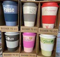 Еко-кухоль термокухоль Becher to go для кави та чаю з волокон бамбука 350 мл - мініатюра 3