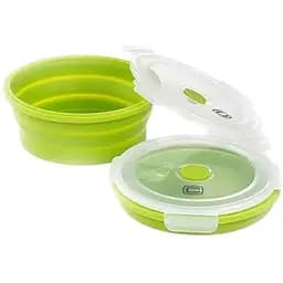 Ланчбокс складаний Сила із кришкою-засувкою круглий 900 мл зелений