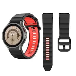Ремінець для Samsung Galaxy Watch 6 40mm 6 44mm - чорно-червоний ширина кріплення 20мм силікон Watchbands Ribbed (W11-4WB43811186) - мініатюра 4