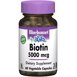 Вітамін B7 Bluebonnet Nutrition Biotin 5000 мкг 60 вегетаріанських капсул